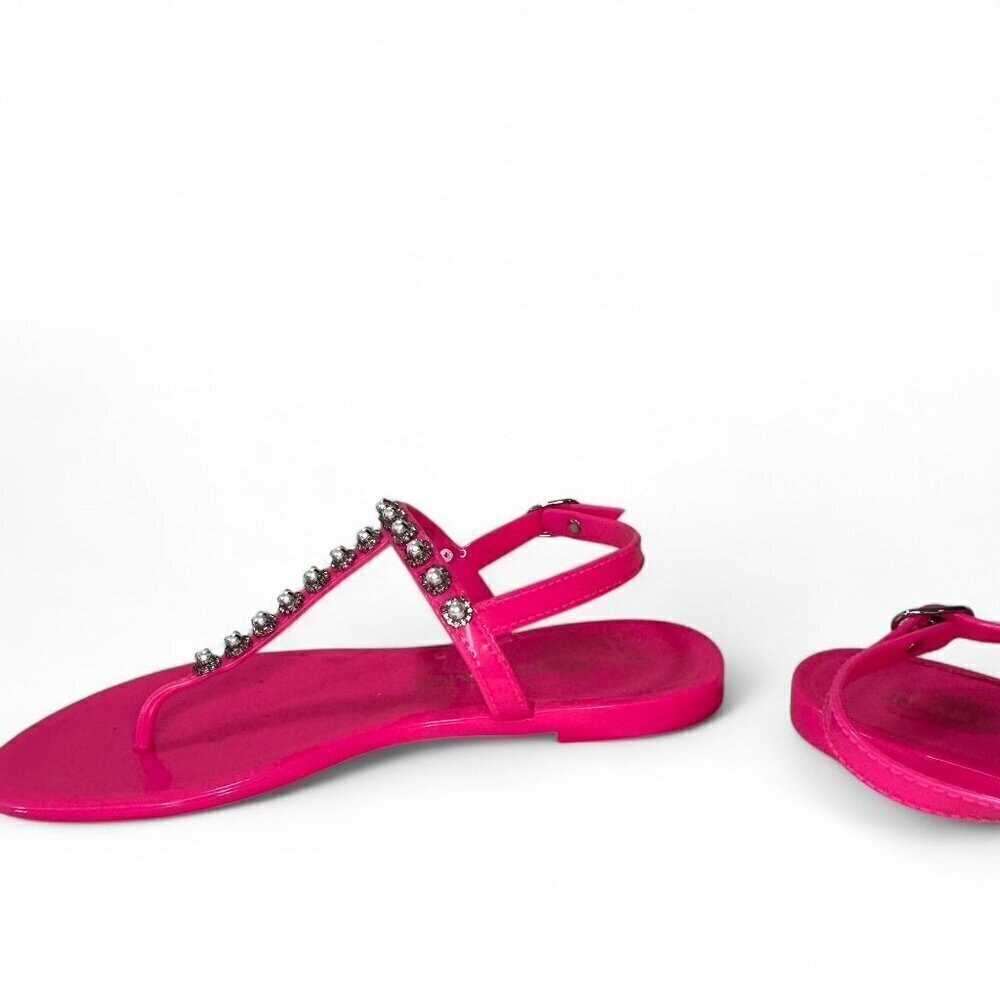Stuart Weitzman Goldie Pearl Crystal Jelly Thong Sandal - Pink Sz US 8, EU 38.5 - Picture 13 of 15